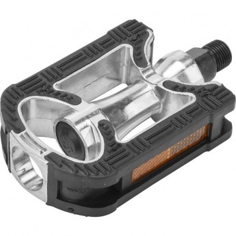 Педали FP-910 Feimin, ось 9/16" со светоотражателями, алюминий/пластик, чёрно-серебристые Педали FP-910 Feimin, ось 9/16" со светоотражателями, алюминий/пластик, чёрно-серебристые